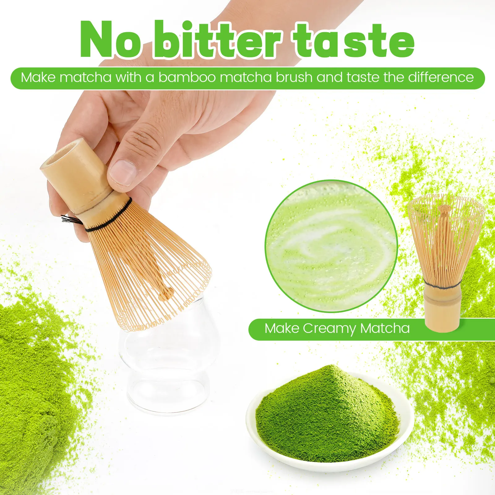 7Pcs Matcha Whisk Set Clear Glass Japanese Matcha Tea Set Making Kit with 500ml Bowl Cup Whisk