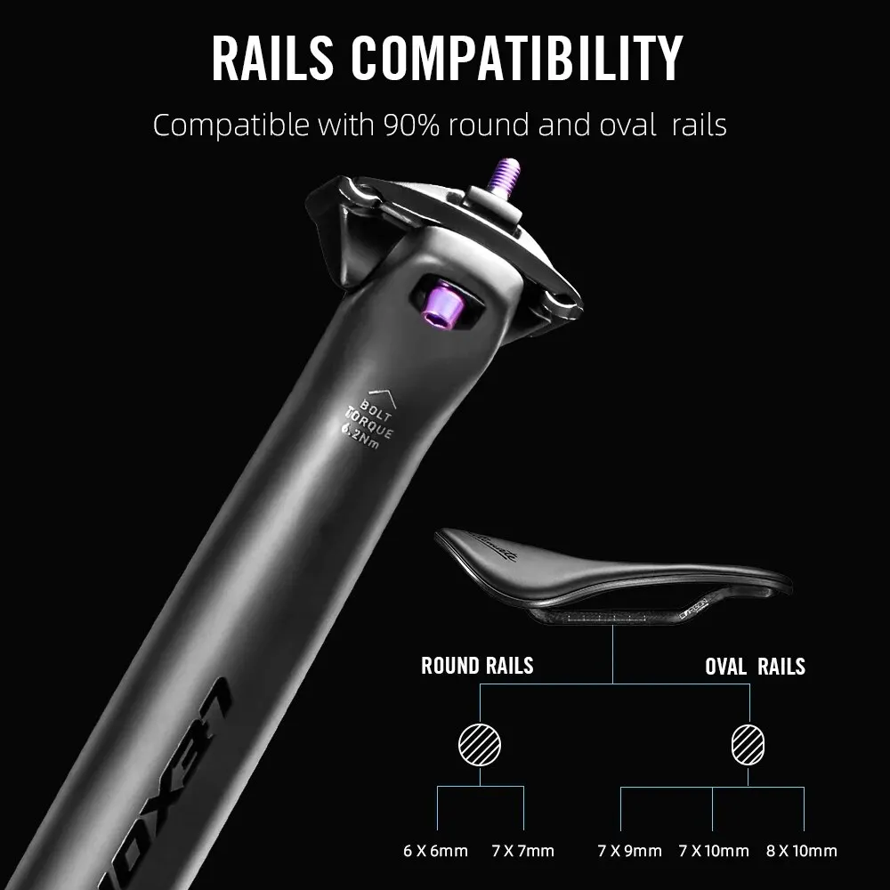 LEXON Ultralight Carbon Seatpost 27.2/31.6mm 145g/155g 350mm MTB Gravel Road - Image 5