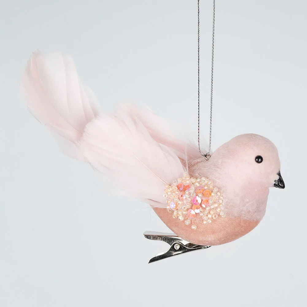 

Artificial Pink Small Bird Hanging Pendant Cute Cartoon Colorful Fly Bird Sparrow Statue Figurine Ornament Christmas Kid's Toy