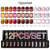 MEET ACROSS 12PCS/SET Aurora Cat Magnetic Gel Nail Polish Moonligh Magnetic Semi Permanant Soak Off Nail Art Gel Varnish Kits 5