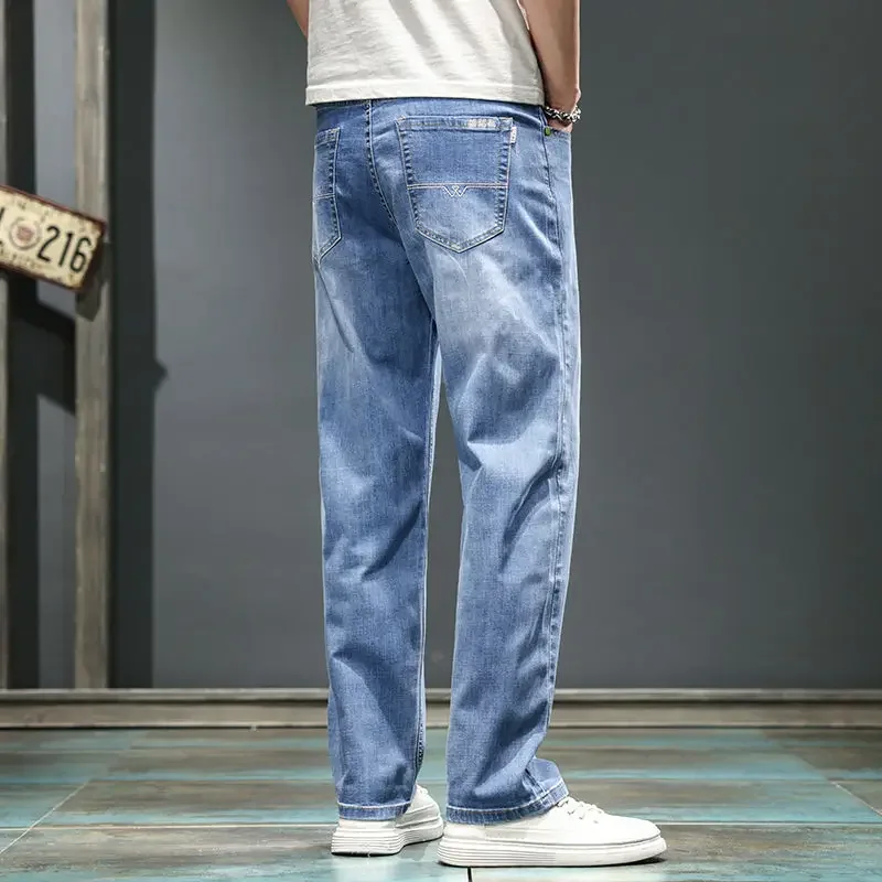 thumbnail image 1 of Pantalones vaqueros rectos de primavera y otoño para hombre, pantalones vaqueros negros para hombre, tallas grandes, tendencia oversize 2024, ropa de calle apilada de los años 90, 1 of 5