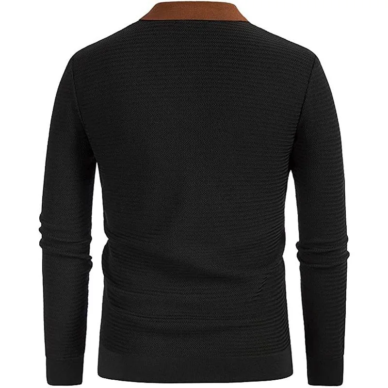 Cardigan Business Leisure POLO shirts Mens clothing New Stripe Long Sleeve Flocking Sweater Coat 12 S7a1add2d0472416cb15af555e8c128b6e