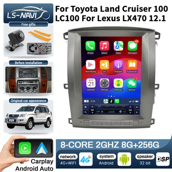 Radio de coche con pantalla táctil de 12,1 pulgadas para Toyota Land Cruiser 100 LC100 Lexus LX470 4G unidad principal inalámbrica Bluetooth CarPlay estéreo 1
