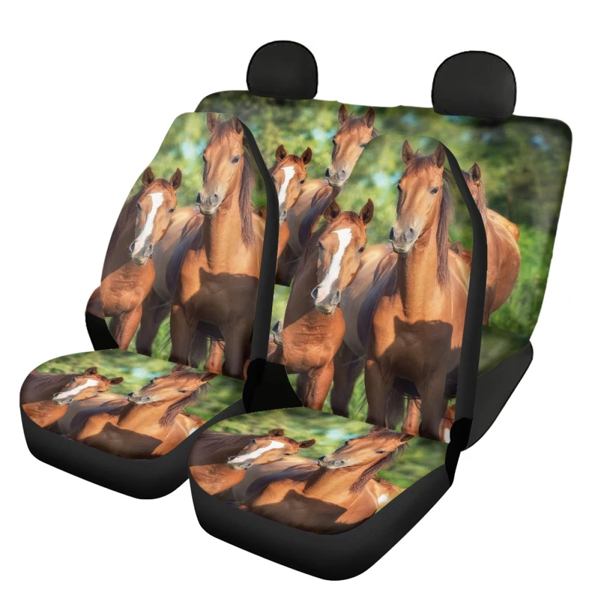 

Car Full Set Interior for Women Mens 3D Crazy Running Horse Printed Front/Back Comfort Protect Dropshipping Vehicle Seat Covers