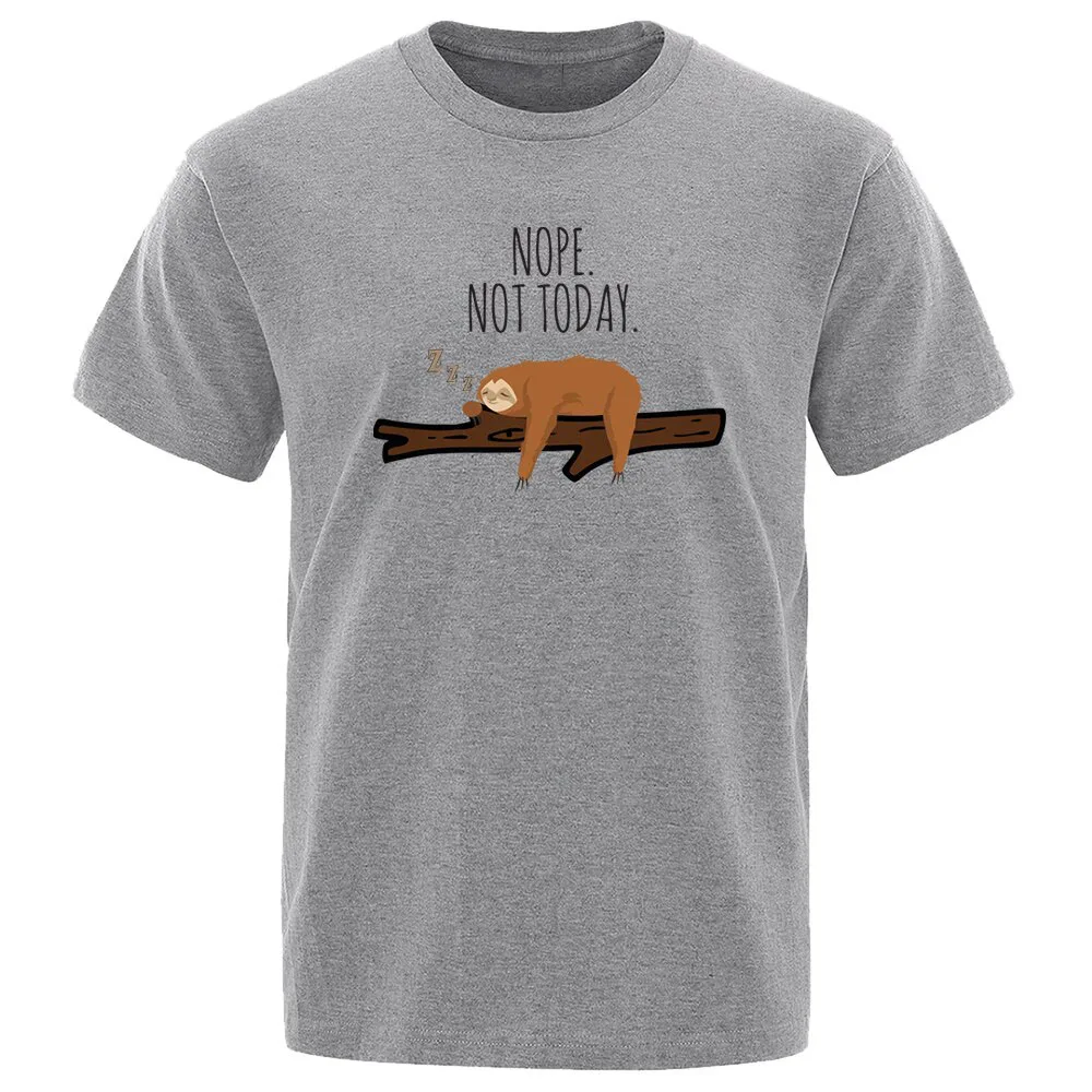 

Nope Not Today Sloth Men's T-Shirt 2023 Summer Cartoon Short Sleeve Street Women's Oversized Cotton T-Shirt Women's Casual Tops