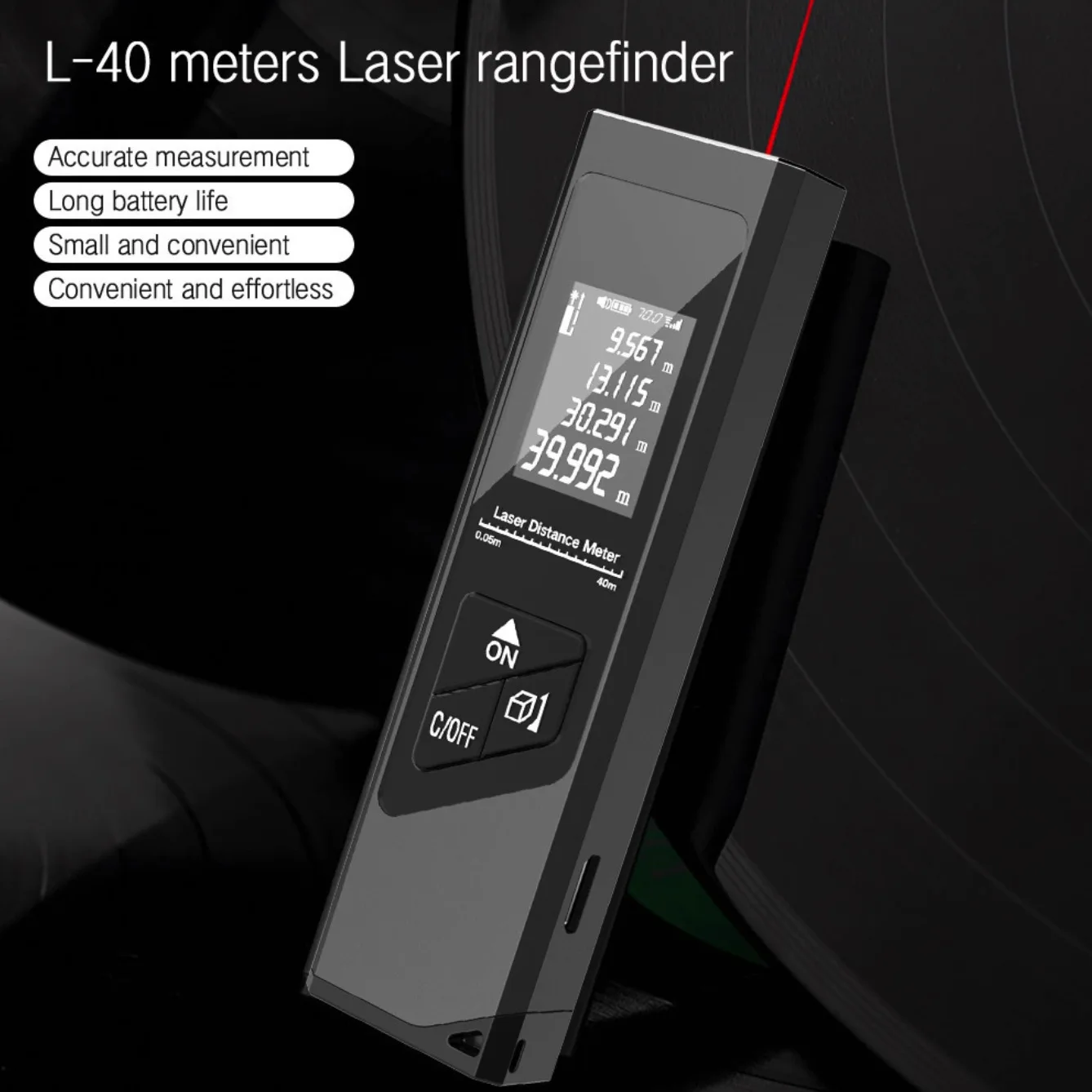 LaserRangefinderUsbMicroPrecisionRechargeable40MDigitalTapeMeasureBuildingRulerLevel