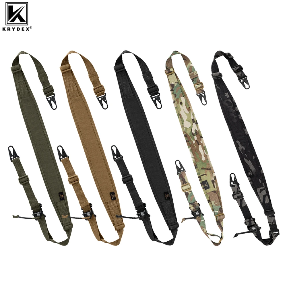 KRYDEX 500D Tactical Modular Rifle Sling Shoulder Strap Slingster 2 or 1 Point Padded Gun Sling Metal Buckle Belt Hunting Gear