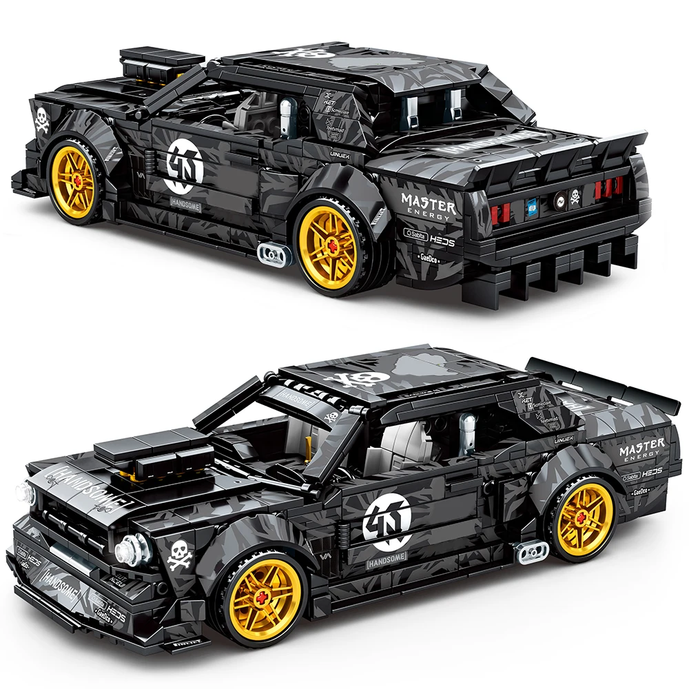 

Speed Champions Cars Ford Mustang 2014 Building Blocks Car Ken Block Stickers Drift Ghost Pull Back Model Toys