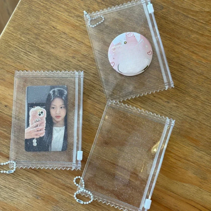 INS Porta carte trasparente Porta carte fotografiche Porta carte foto idol ad alta definizione Buste per carte fai da te Borsa organizer per badge - immagine 4