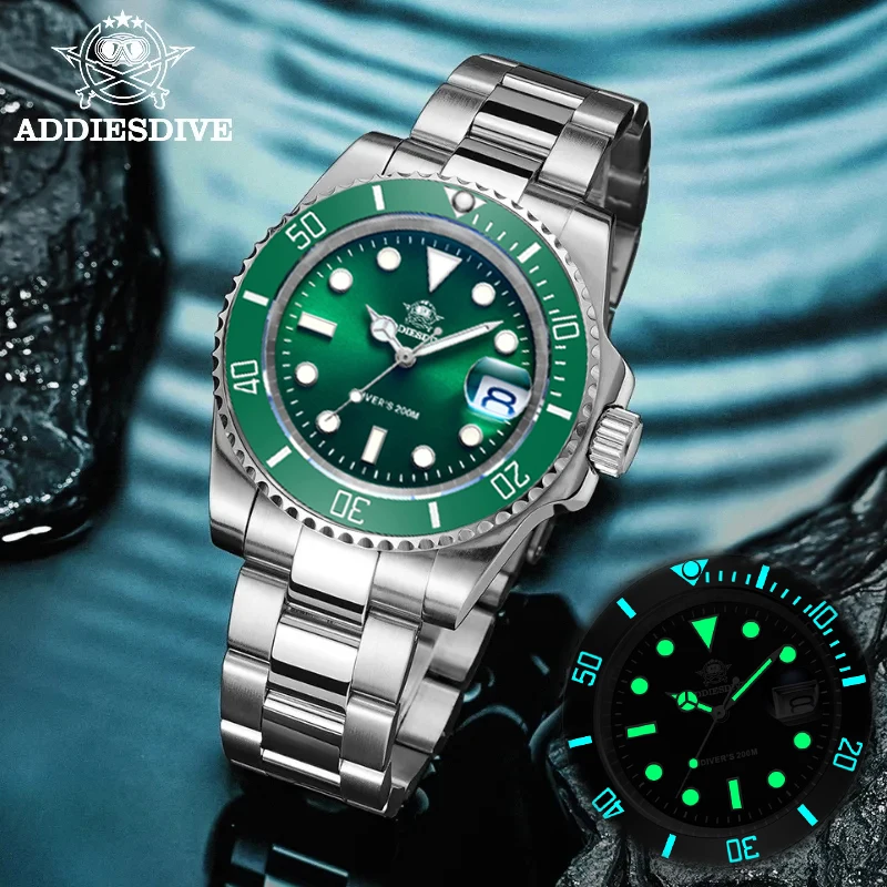 

Addies New Watch Men Quartz Wristwatch Fashion Sport Stainless Steel Diving Watch 200ATM Waterproof Luminous Men's Watches 2023