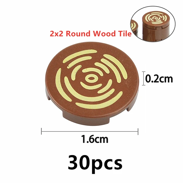 MOC Tile Round 2x2 With Tree Stump Wood Grain Pattern 1x1 Smooth Bricks Part Assembly Building Blocks 14769pb196 98138pb042 4