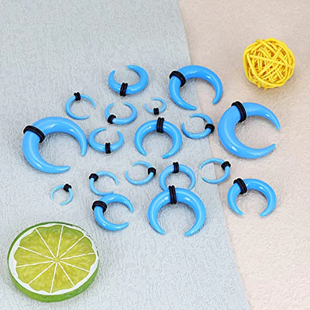18Pcs Acrylic Septum Pincher Tapers C Shape alo Ear Taper Kit Piercing Jewelry