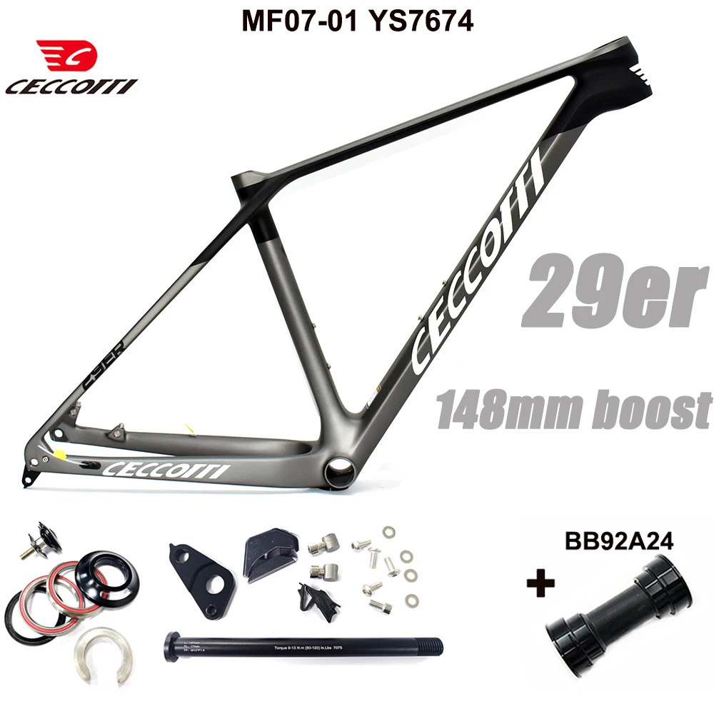CECCOTTI XC Hardtial 29er MTB Model 148mm Boost Mountail Bicycle Frame BB92 Carbon Framework 29