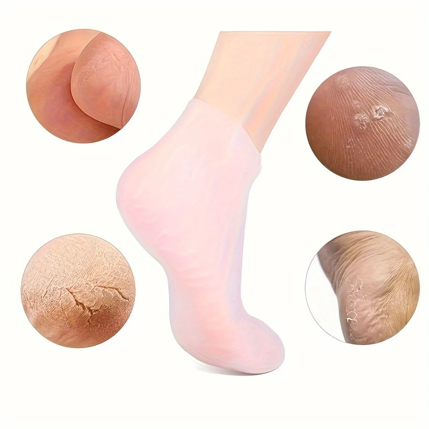 Pair Double-Layered Silicone Moisturizing Socks-Intensive Hydration for Soft and Supple Skin, Effective Anti-Dry Protection Ag