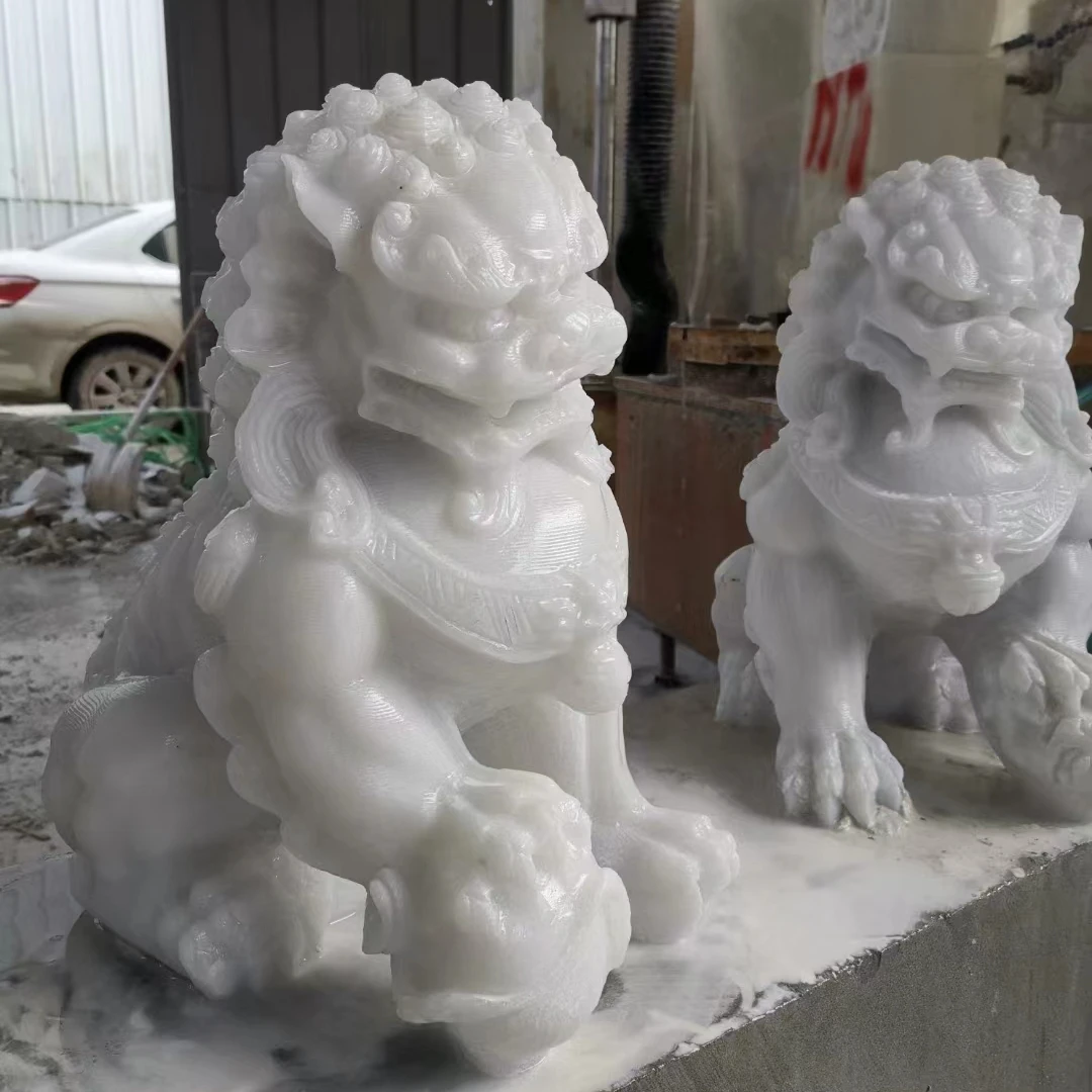 

white jade Statue Animal lion marble stone carvings garden decoration marble sculptures