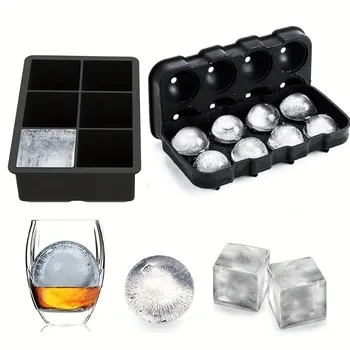 4/6/8 Grid Silicone Ice Ball Maker – Round Ice Cube Mold Tray for Cocktails, Whiskey & Freezer Use 1