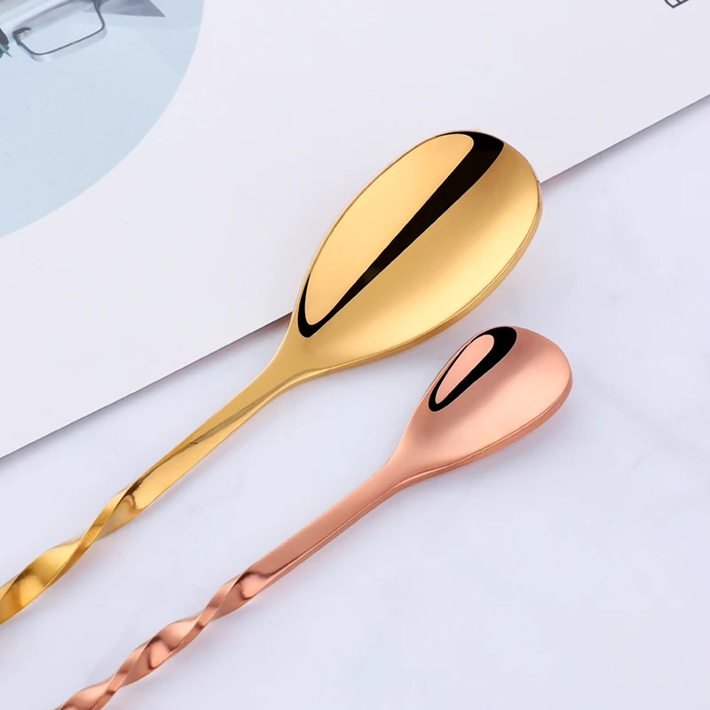 1 pc Cocktail Spoon Stainless Steel Bartender Bar Accessories Home Bars Carafe Gadgets Cool Tool Faced Chocolate Bar Metal Spoon