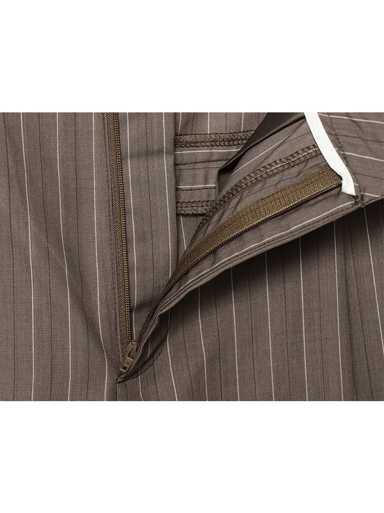 Women Lace Up Blazer Sets Elegant Office Fall Spring Striped Shoulder Pad Jacket Wide Leg Pants 2 Pieces Suit Fashion 2025 New