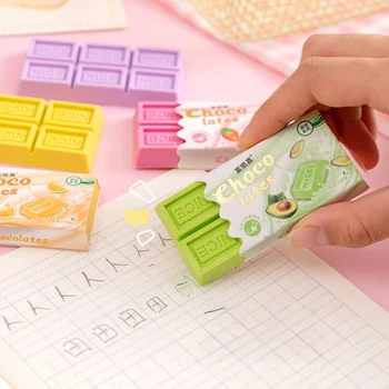 Gomma per Cancellare Creativa con Design a Righe e Motivi di Frutta, Colore Casuale, Cancellazione Pulita Senza Residui, Cancelleria Carina, Materiale Scolastico