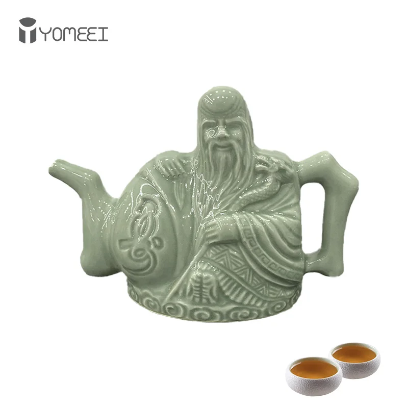 YOMEEI Ceramics Chinese Trick Teapot Handmade Wine Coffee Dual Purpose Pot Layered Drinking Container