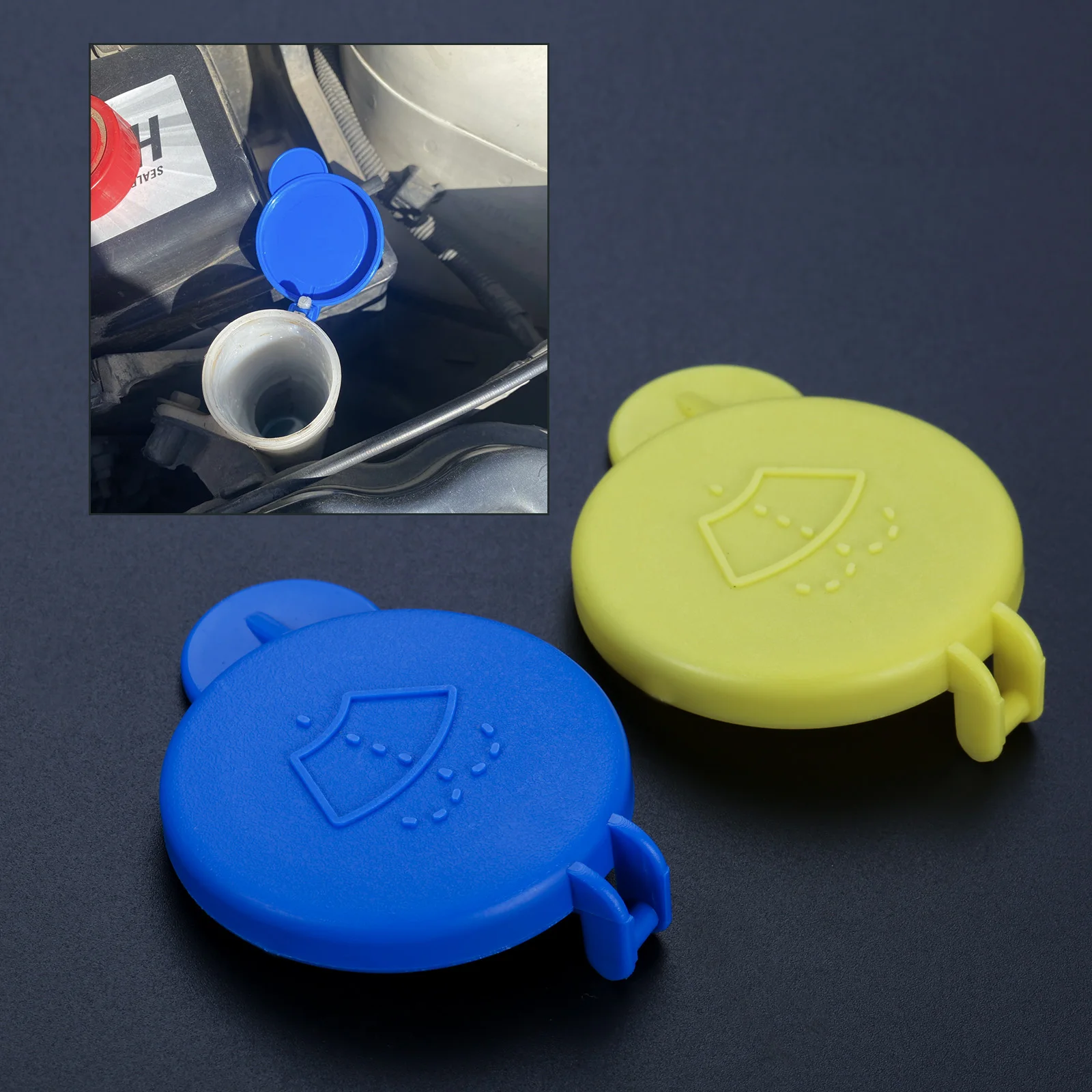 

Синяя/желтая OE1488251 крышка резервуара для очистителя лобового стекла автомобиля, резервуар для воды, крышка бутылки для Ford Fiesta MK5MK6, пластик