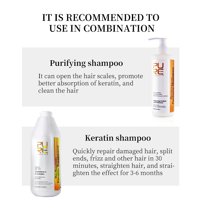 PURC 1000ml Shampoo Conditioner Hair Care Professional Keratin Treatment Smoothing Straightening Care Salon Products 4