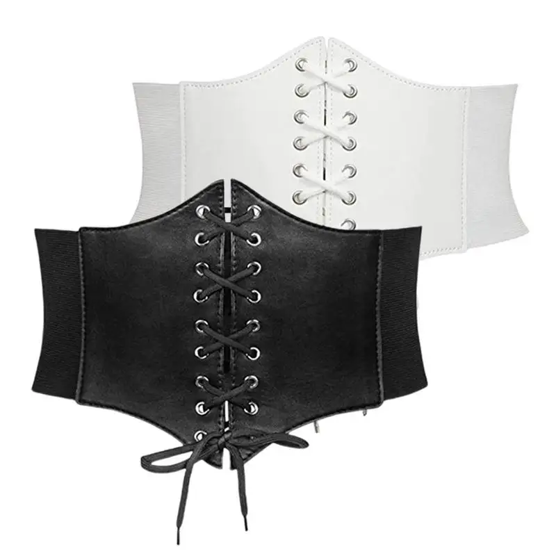 Womens Elastic Costume Waist Belt Lace-up Tied Waspie Corset Belts