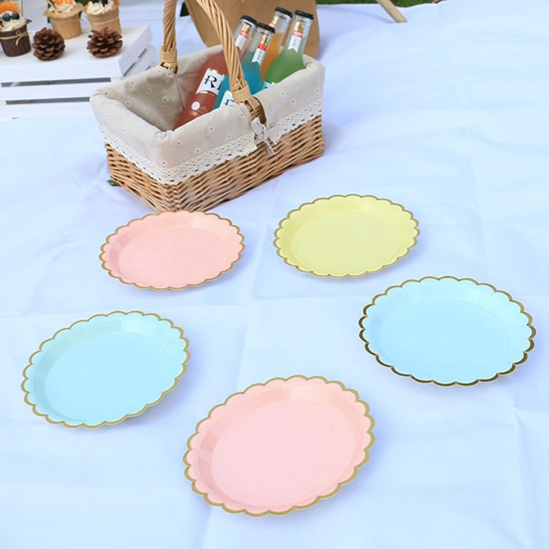 Solid Color Disposable Tableware - Pink  Blue Baby Shower  Birthday Party Supplies