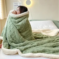 Soft Woolen Blanket for Bedding and Sofa, Warm Lamb Velvet Flannel Cover Blanket for Office, Air Conditioning and Nap 2