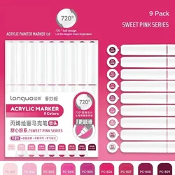 Vibrant Liquid Acrylic Brush Paint Pens for Creative Art & Crafting (Sweet Pink Series)