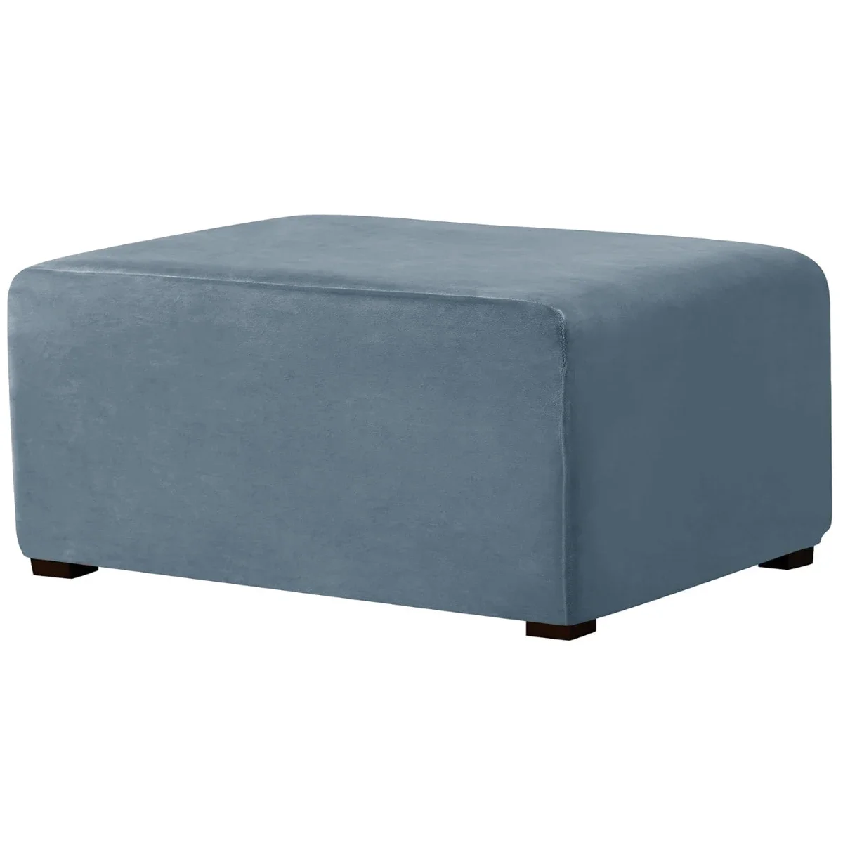 Luxurious Velvet Stretch Rectangle Ottoman Slipcover - Washable and Removable Footstool Protector