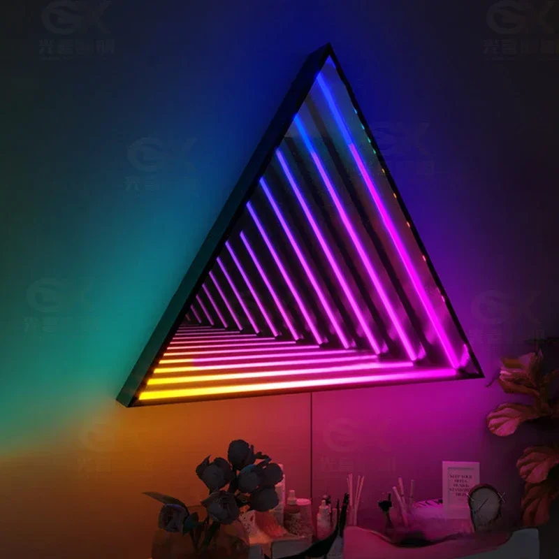 

Multi-Layer Mirror Abyss Light E-Sports Anchor Colorful LED Wall Light Living Room and Bedside Bar KTV Instafamous Background