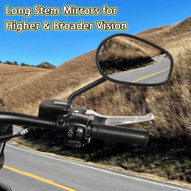 LDJXDADI Black Sportster Mirrors - Compatible With Harley Street Glide, Electra Glide, Softail, Dyna (1982-2023)
