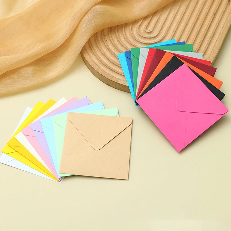50pcs/lot 16x16cm Envelope Small Business Supplies 120g Paper Invitations Postcards Letters Bag Wedding Stationery Storage