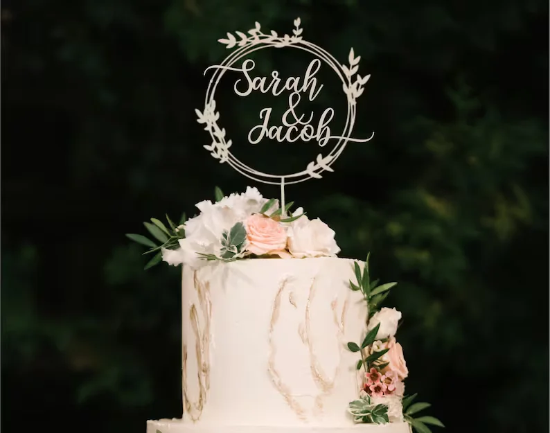 パーソナライズされたウェディングケーキトッパー 日付付き カスタム パーソナライズされたウェディングケーキトッパー 日付付き カスタム