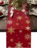 Christmas Gold Snowlfakes Linen Table Runner Holiday Party Decor Winter Xmas Kitchen Dining Table Runners Christmas Decorations 1