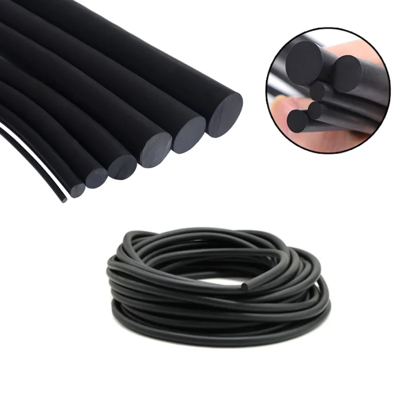 1M Fluorine Rubber Solid Strip Black Round Rubber O-Ring Bar Seal Oil Resistance Not Foaming Diameter 2mm 4mm 5mm 8mm 10mm 15mm