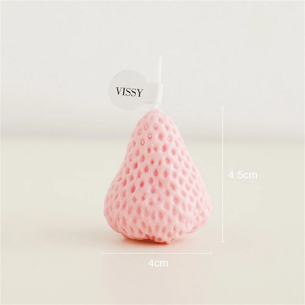 1/4Pcs Strawberry Candles Soy Wax Aromatherapy Scented Candles Cake Toppers for Birthday Party Baby Shower Home Decorations images - 6