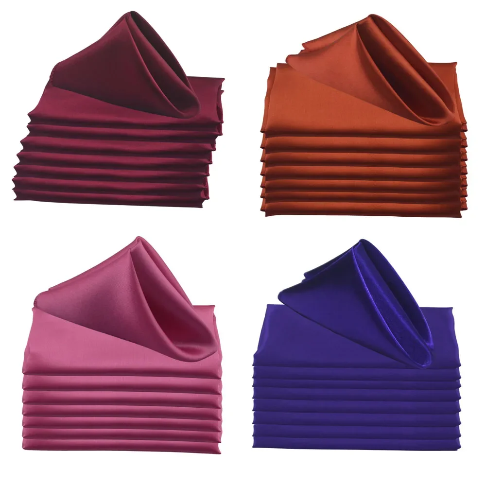 12pcs 45x45cm Satin Table Napkins Soft Cloth Handkerchief For Wedding Party Decors Birthday Christmas Home Tea Towel Napkin