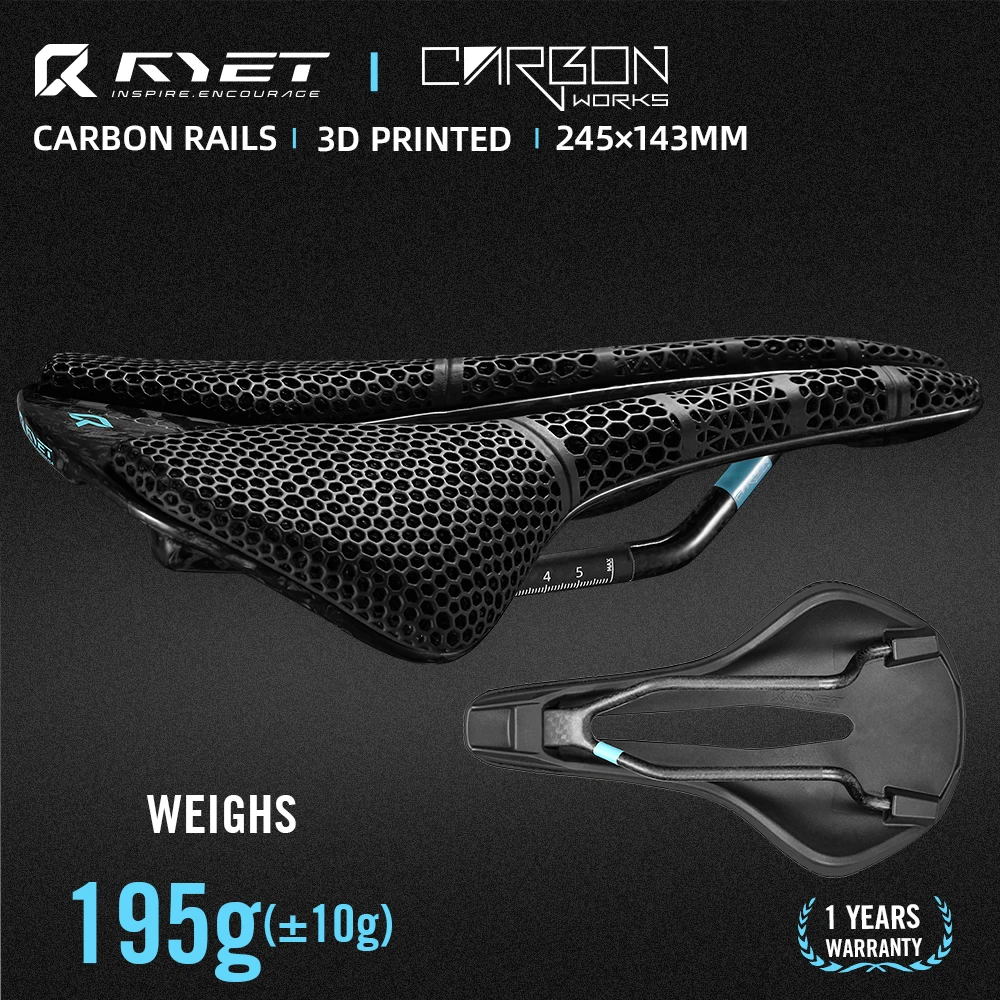 RYET 3Dプリントサドル RYET-3Dプリントの超軽量自転車サドル カーボンファイバー 140mm