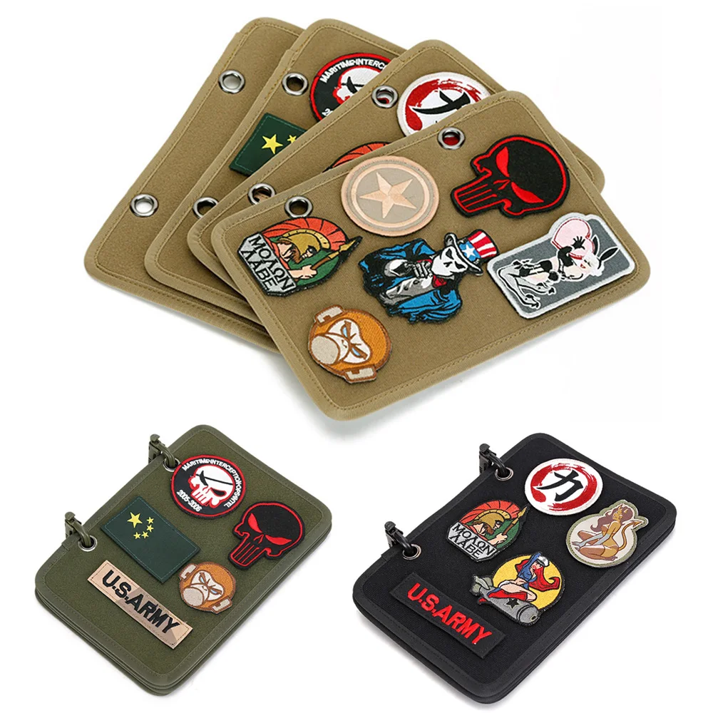

4pcs/Set Tactical Patch Display Board Patch Holder Military ID Patch Badge Paste Pad Tool Organizer With 2 D Buckle