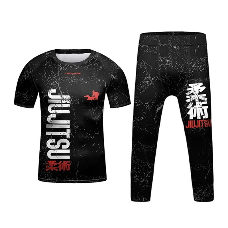 Sports Apparel Kid Jiu jitsu MMA Rashguard T-shirt+Pant+Shorts 3D Bjj Gi Kickboxing Jerseys Tight Boys Children Muay Thai Boxing Sportswear