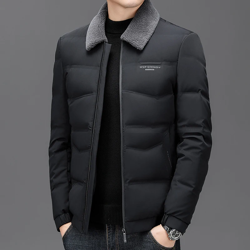 Winter Down Jacket Men's high quality Detachable fur collar 95% White Duck Down Warm Parka Male Business Brand Short Jacket