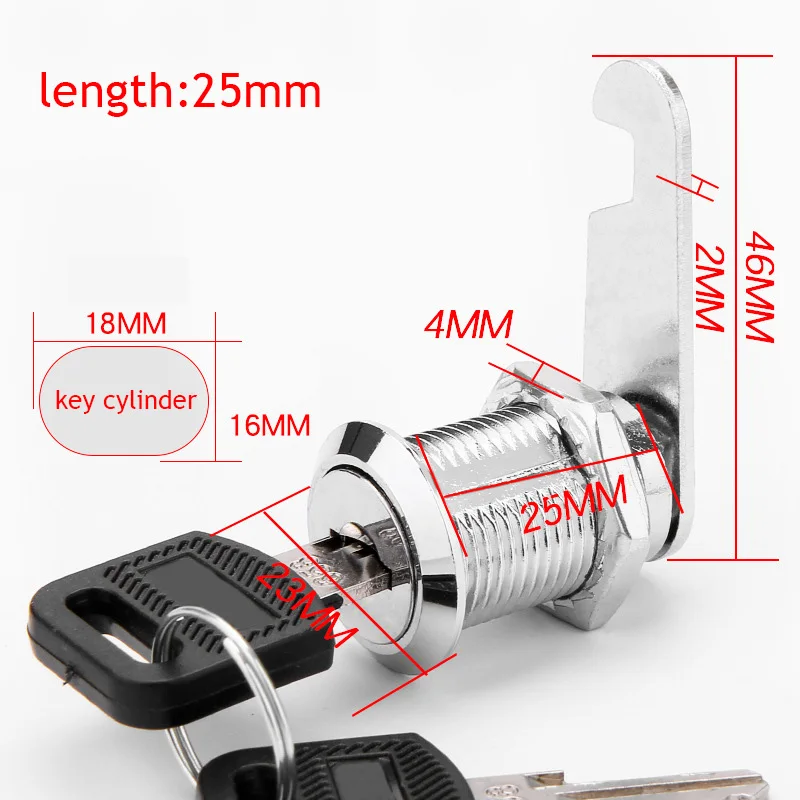 Description Picture 4 of itemSecurity Lock 16/20/25/30mm Cabinet Locks Filing Cabinet Post Mailbox Drawer Cupboard Locker Security Furniture Locks With 2 Key