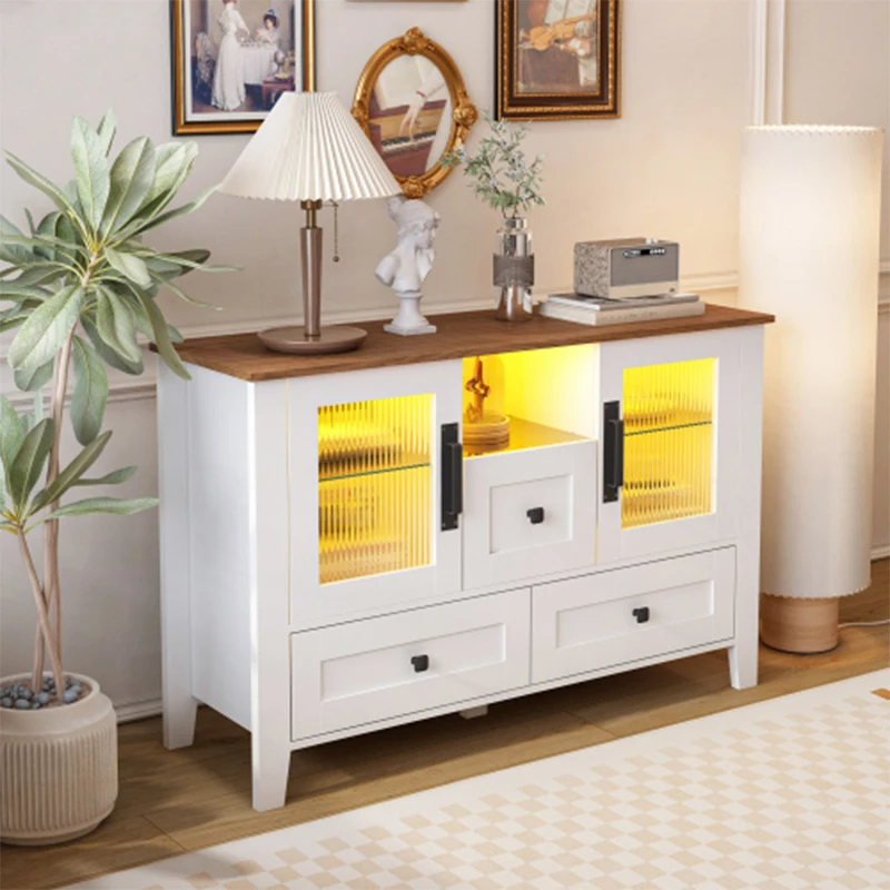 DrawerDresser cabinet,barcabinet,BuffetSideboard,StorageCabinet,Buffet Server Console Tablestorge,changhong glass door,White