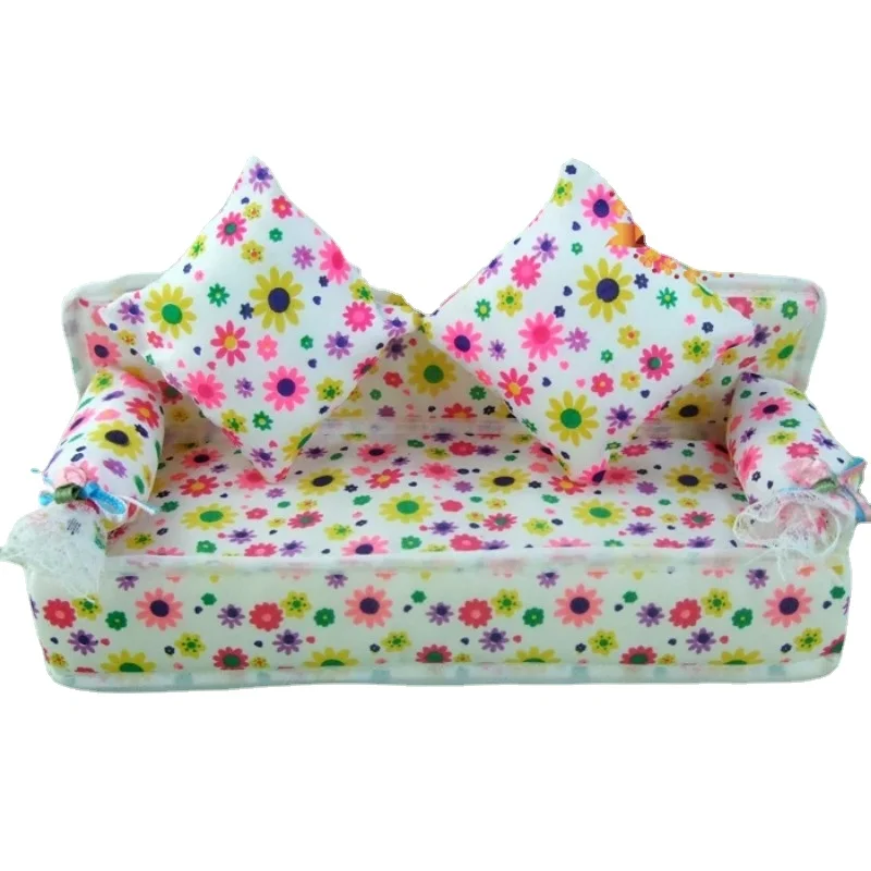 Canapu00e9 Miniature 1PCS Avec Coussins 2PCS Et Poupu00e9es 2PCS.Loveseat