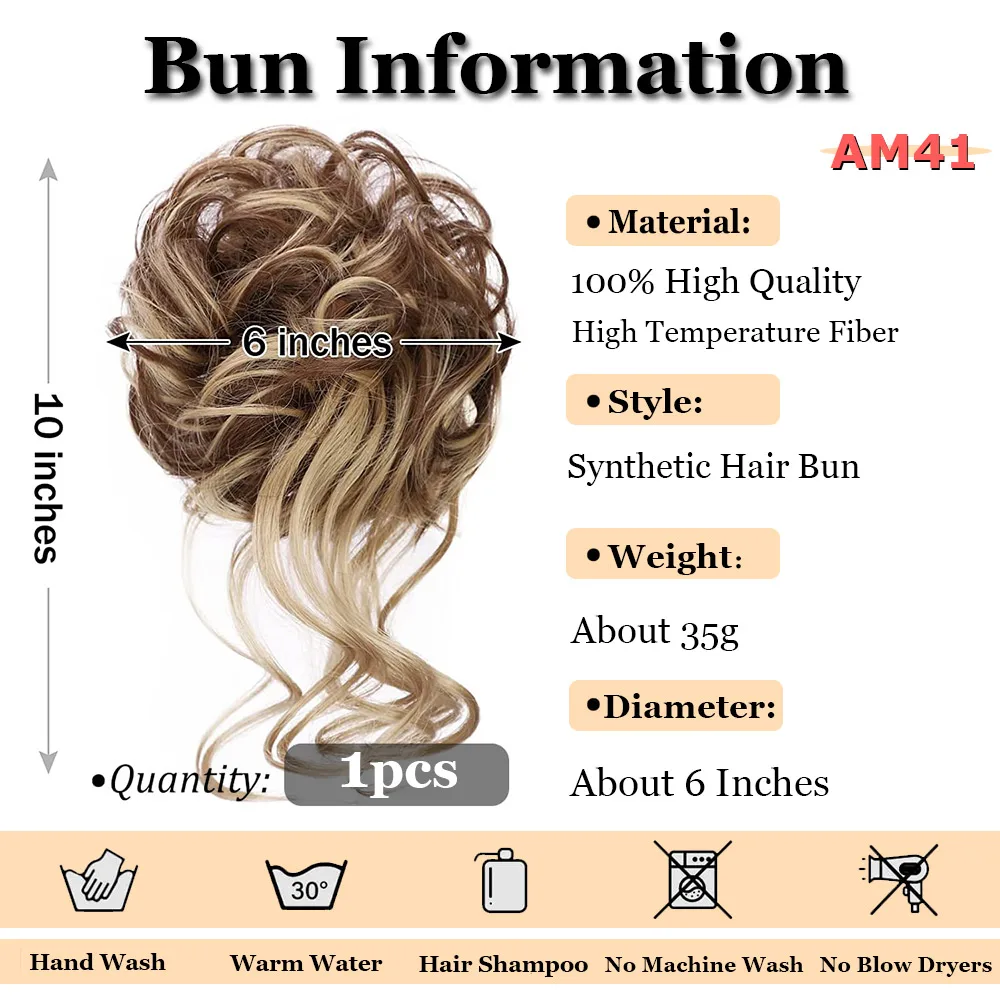 LiHui Synthetic Bun Bun Messy Curls Band Elastic Hair Clip Wig Piece Women Hair Clip Black Brown