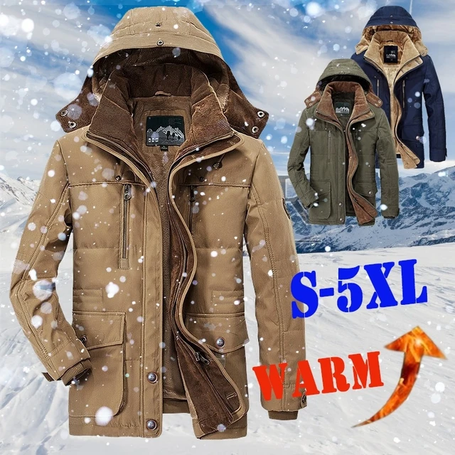 Doudoune Chaude Homme Manteau avec Veste à glissière Veste Chaude à Capuche  Hommes Hiver extérieur Poche épaisse Manteaux et Vestes pour Hommes