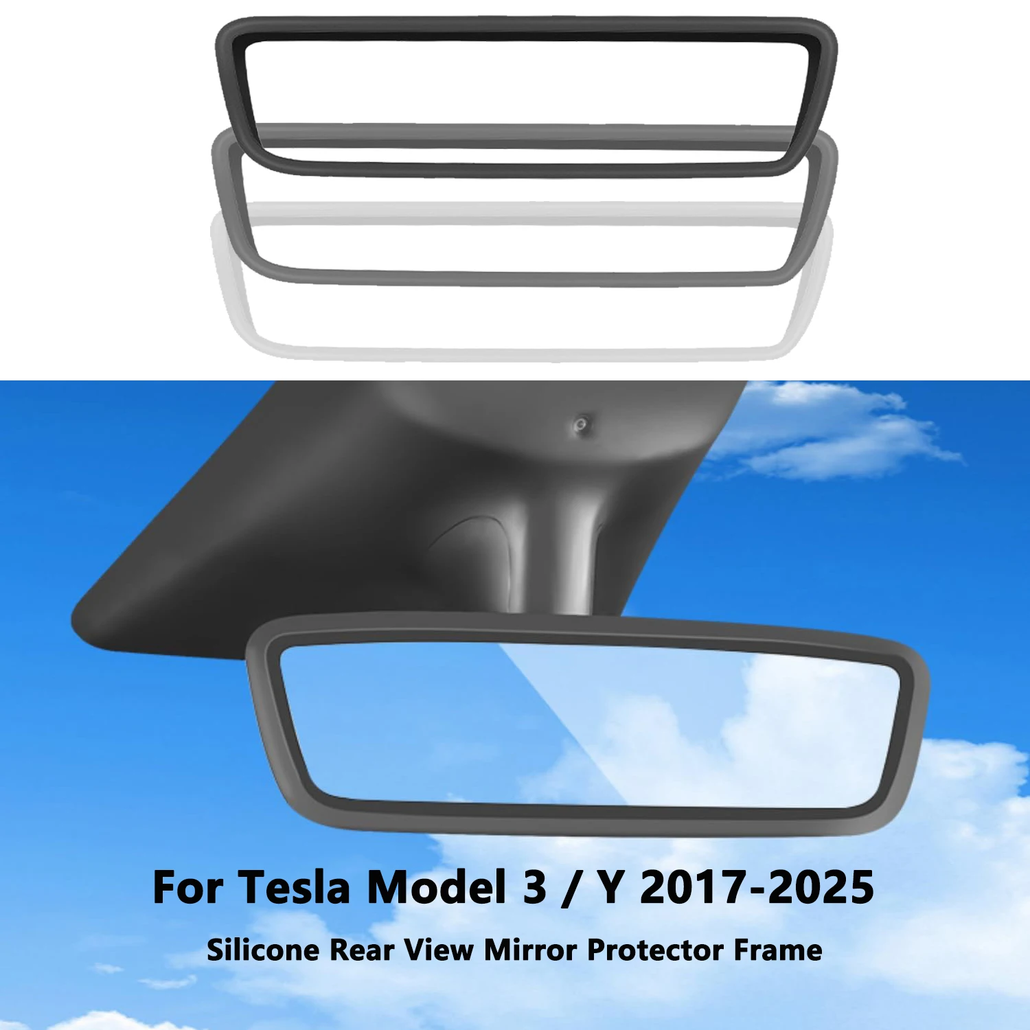 Silicone Rear View Mirror Protective Frame Edge Cover Rearview Mirror Protector Car Interior Accessories For Tesla Model Y / 3