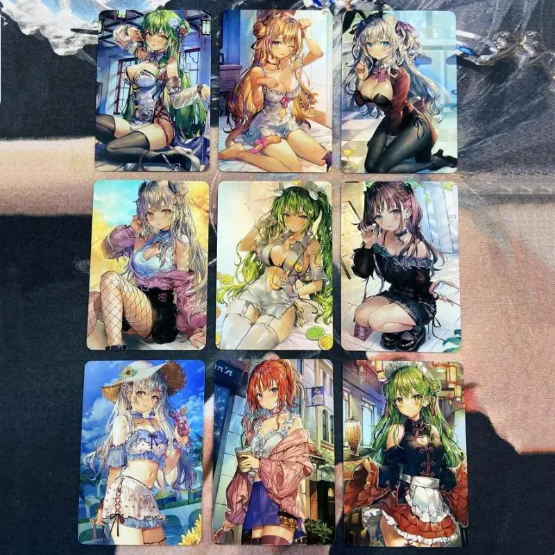 

9Pcs/set Self Made Kawaii Exquisite Girl Series Private Server Girls Anime Characters Classic Series Grid Flash Collection Card